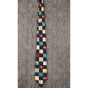 Peanuts Snoopy Joe Pro Tennis Navy Blue Square Multicolor Blocks Necktie Tie